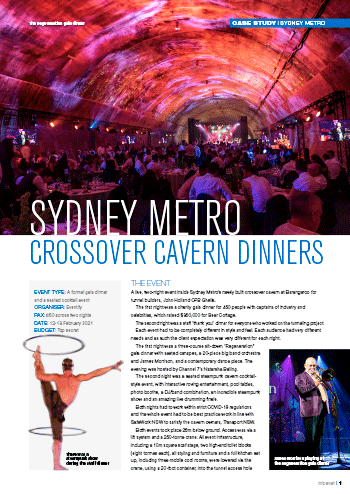 Sydney Metro Crossover Cavern Dinners