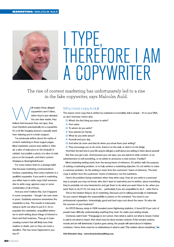 I Type, Therefore I Am a Copywriter