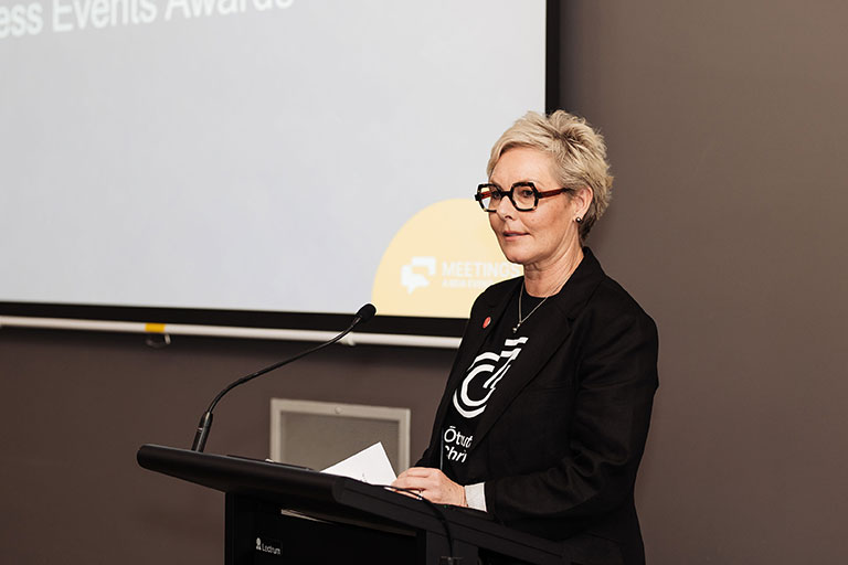 Megan Crum from ChristchurchNZ announces a business events awards program for New Zealand
