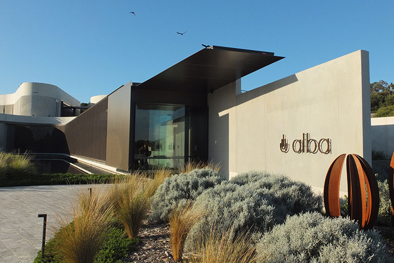 The entrance to Alba Hot Springs & Spa on Victoria's Mornington Peninsula